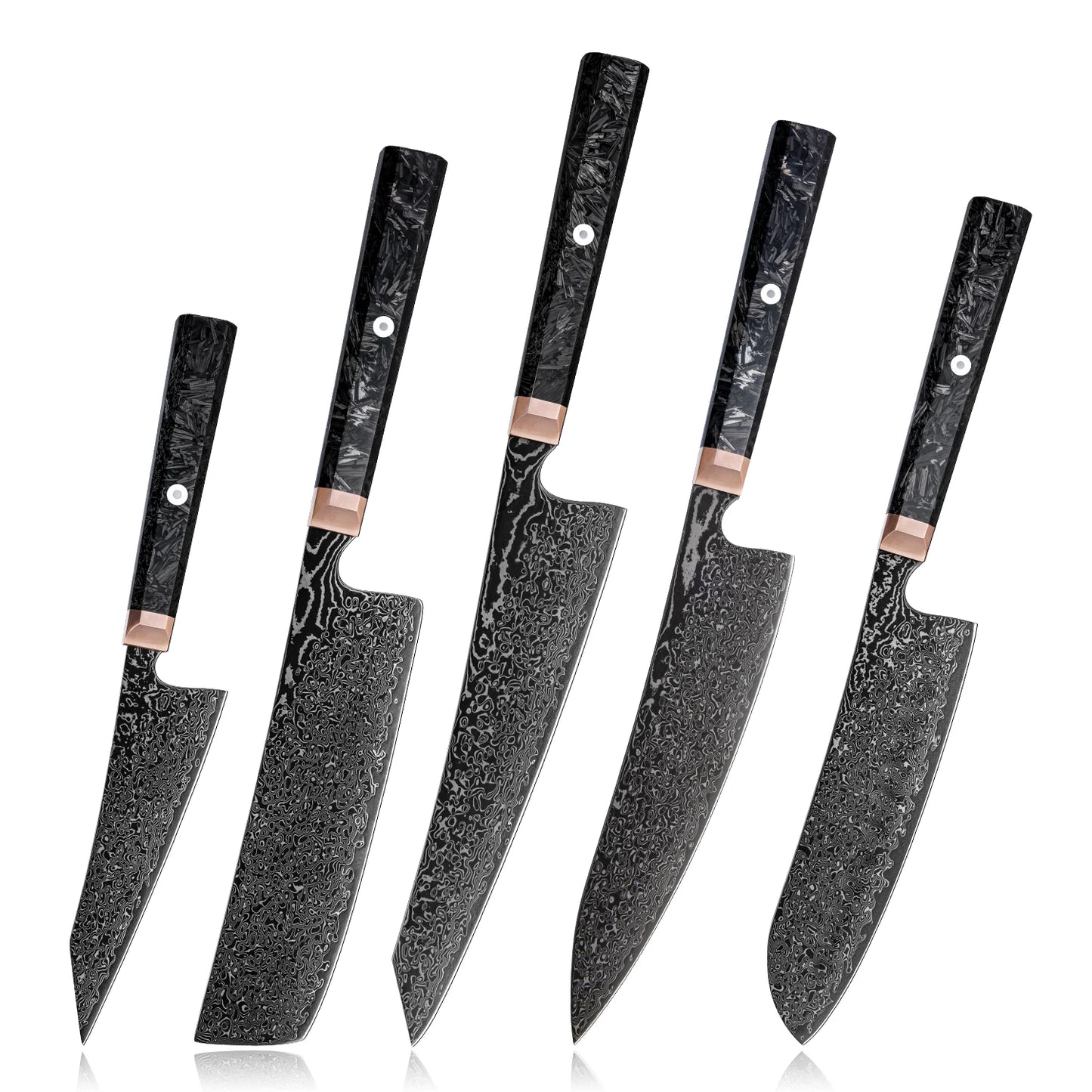 5pcs Japanese 67 Layers Damascus Steel Kitchen Black Chef Knives