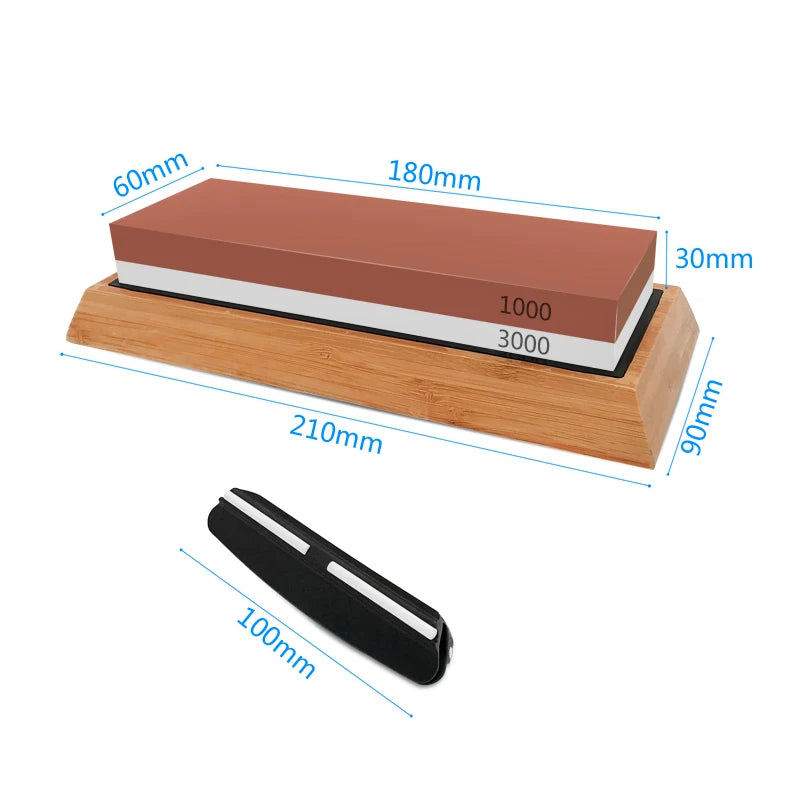 3in1 Professional Sharpening stones,Bamboo base,Angle guide