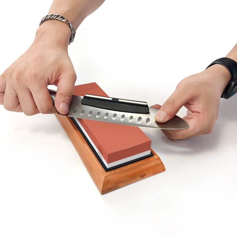 3in1 Professional Sharpening stones,Bamboo base,Angle guide