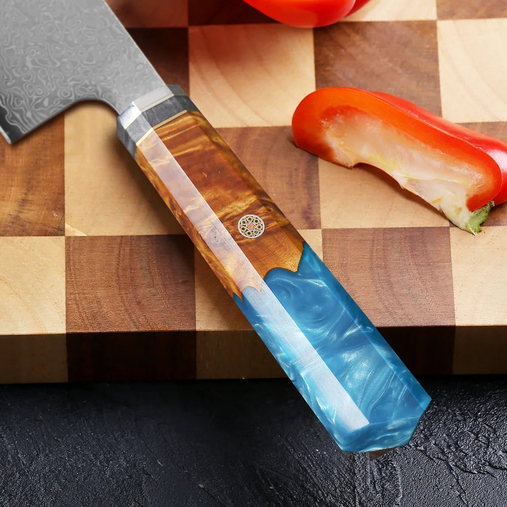 7-inch Japanese Santoku Knife 67 Layer Damascus Steel