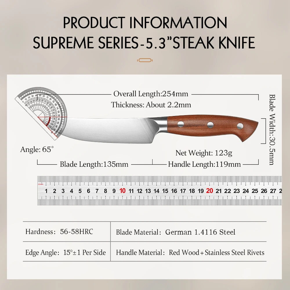 HEZHEN 1PC Or 4PC Steak Knife Set 1.4116 steel Red Wood Handle Cook Tools Core Blade Kitchen Knife Accessories Box Packing
