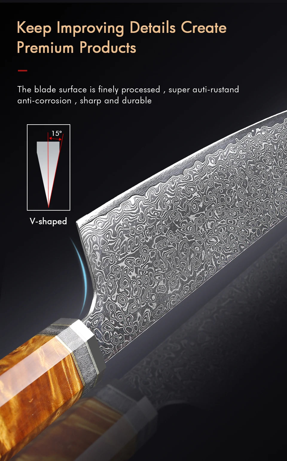 7-inch Japanese Santoku Knife 67 Layer Damascus Steel