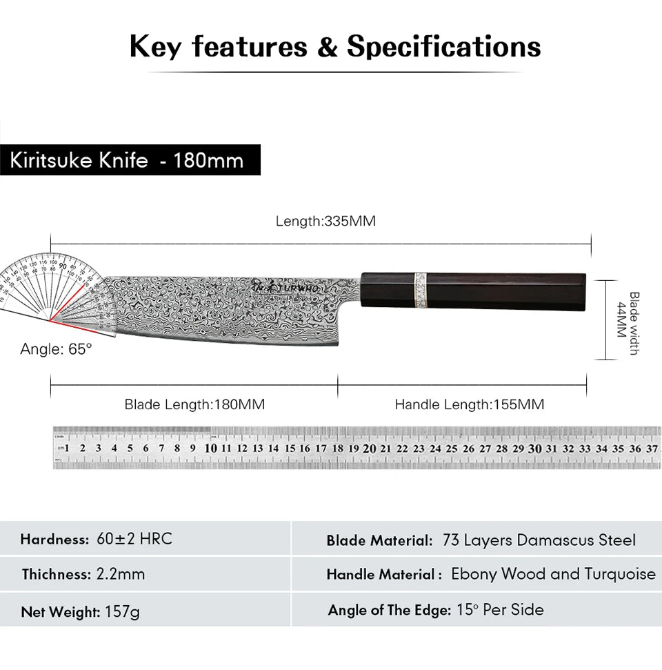 TURWHO 7 Inch Kiritsuke Knife