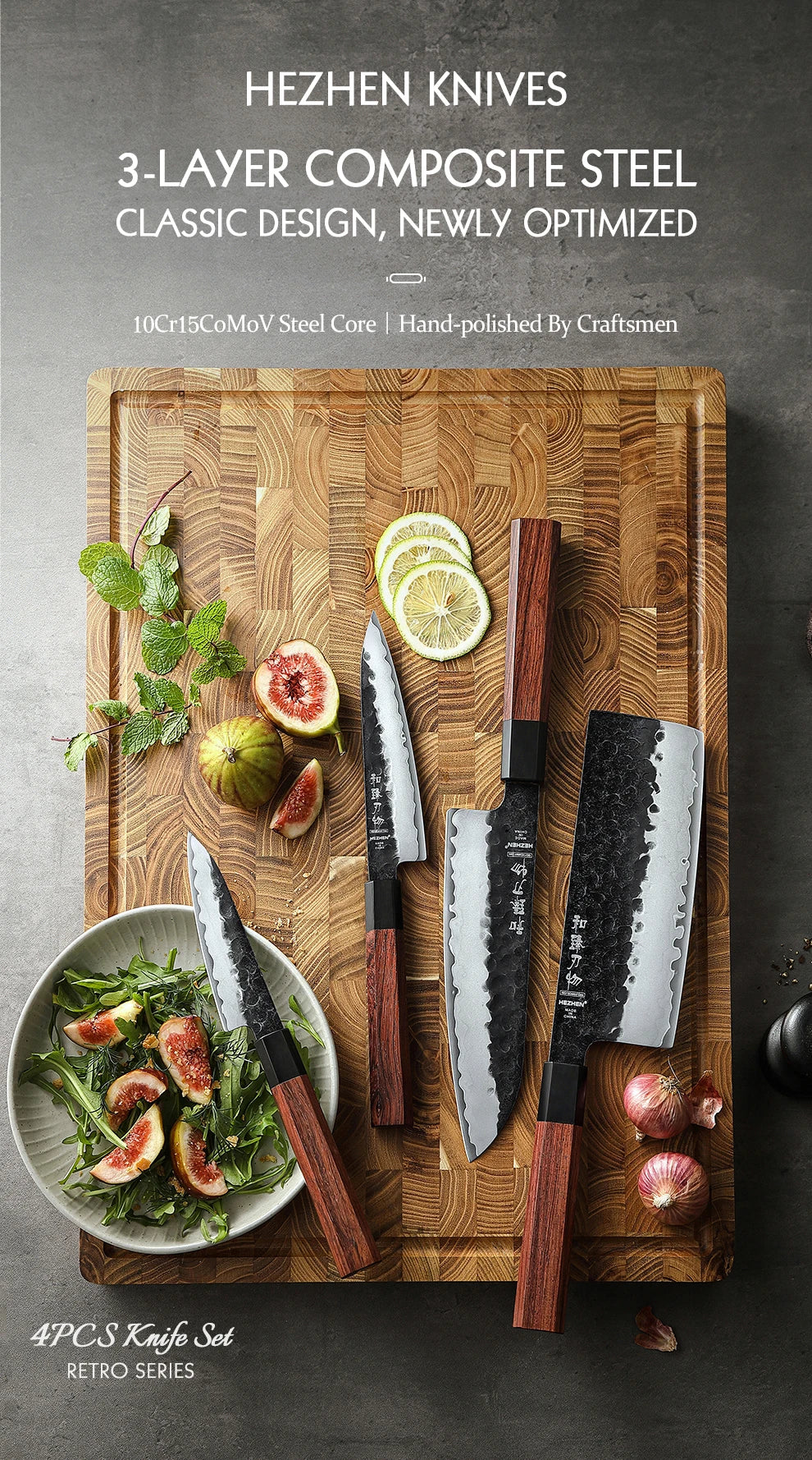 HEZHEN 1PC-4PC Kitchen Knife Set