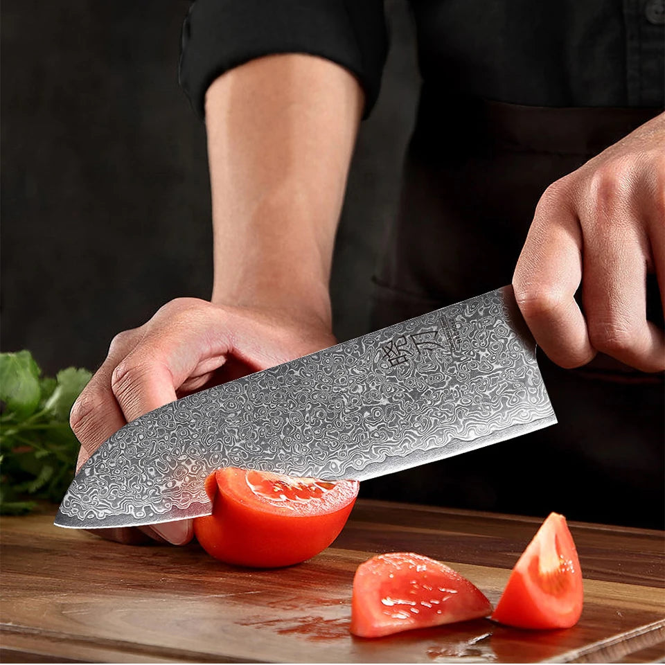 7-inch Japanese Santoku Knife 67 Layer Damascus Steel