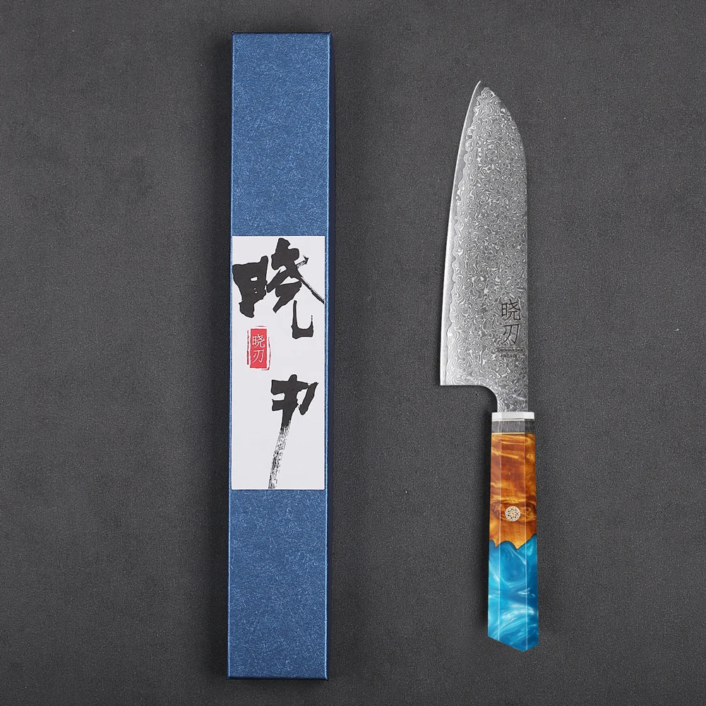 7-inch Japanese Santoku Knife 67 Layer Damascus Steel