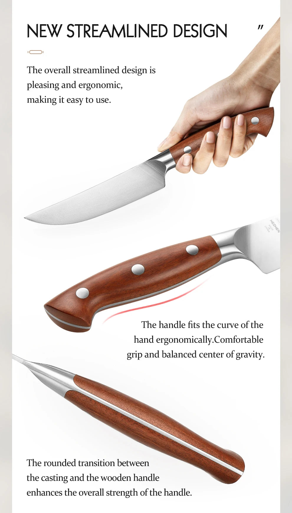 HEZHEN 1PC Or 4PC Steak Knife Set 1.4116 steel Red Wood Handle Cook Tools Core Blade Kitchen Knife Accessories Box Packing