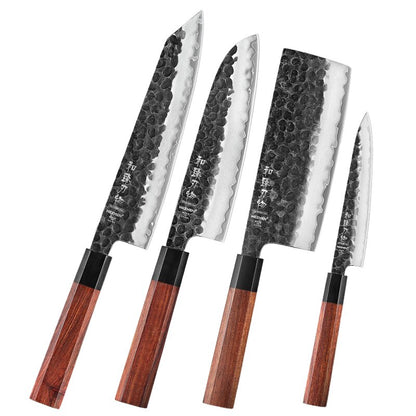 HEZHEN 1-4PC Kitchen Knife Set Slicing Stainless Steel Composite Steel Chef Santoku Nakiri Utility Rosewood Handle Gift Box