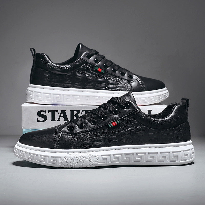 Men's Alligator Embossed Board Shoes Fashion Chef Fashion Round Head