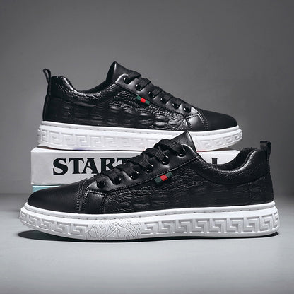Men's Alligator Embossed Board Shoes Fashion Chef Fashion Round Head