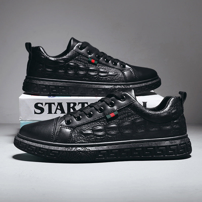 Men's Alligator Embossed Board Shoes Fashion Chef Fashion Round Head