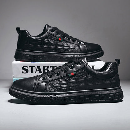 Men's Alligator Embossed Board Shoes Fashion Chef Fashion Round Head