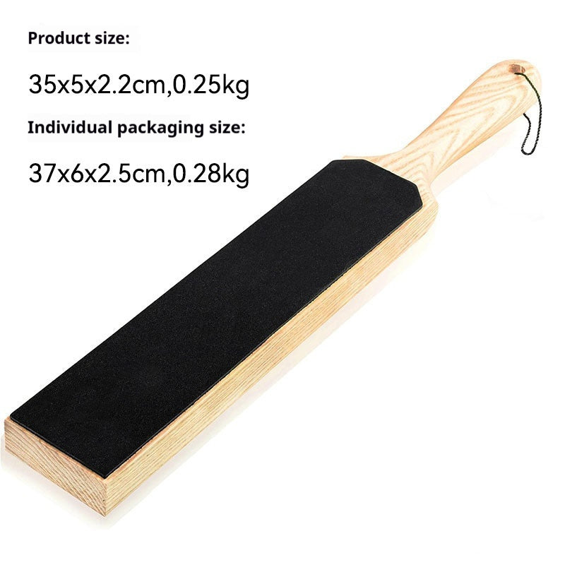 Double-sided Cowhide Wooden Handle Leather Polished Knife Sharpening Plate