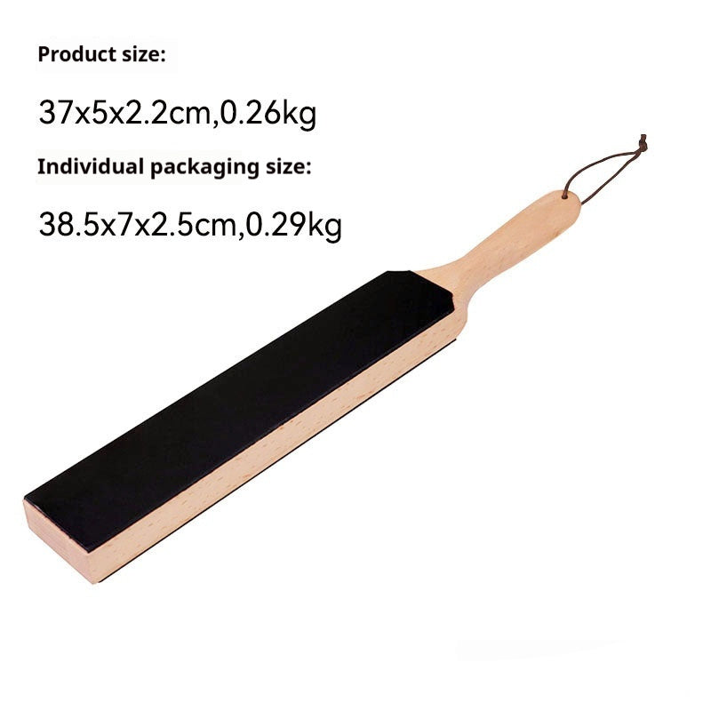 Double-sided Cowhide Wooden Handle Leather Polished Knife Sharpening Plate