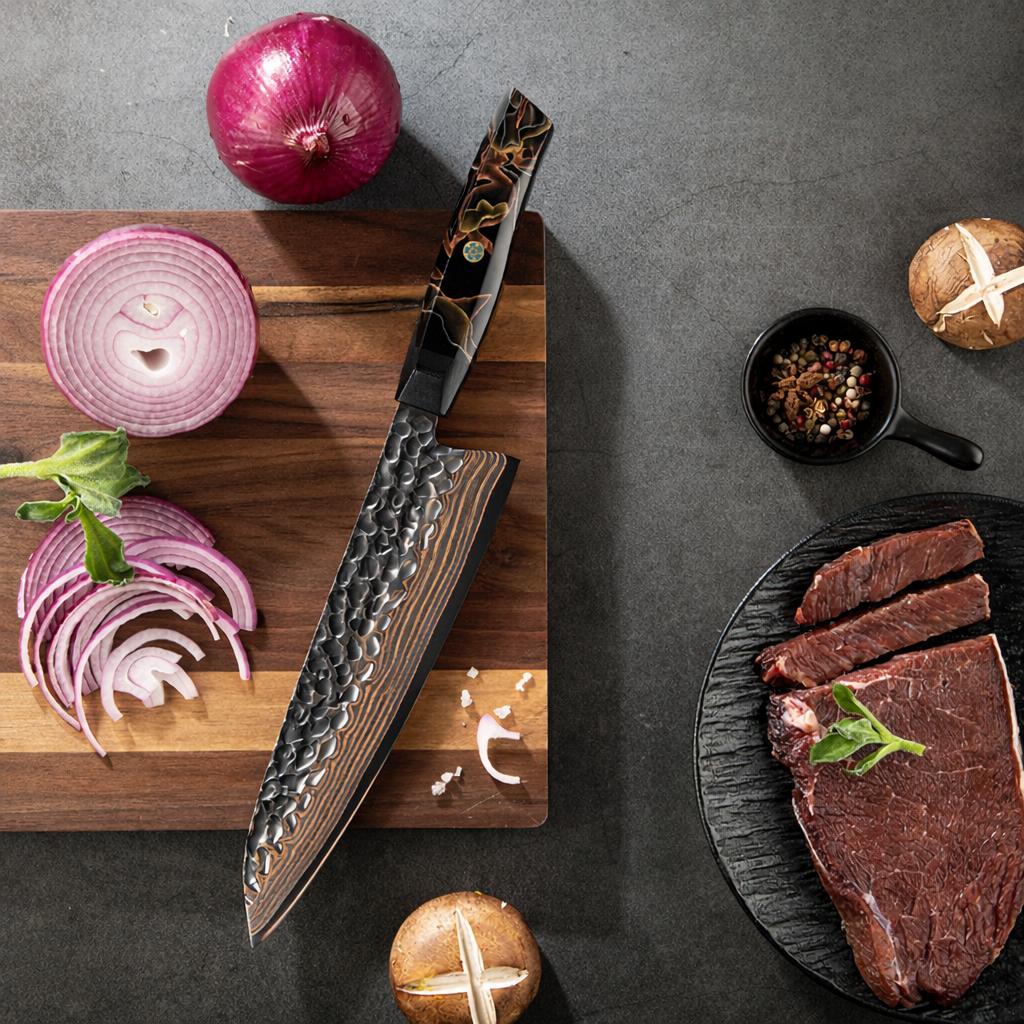 Chefswords 8" Copper Damascus Chef Knife