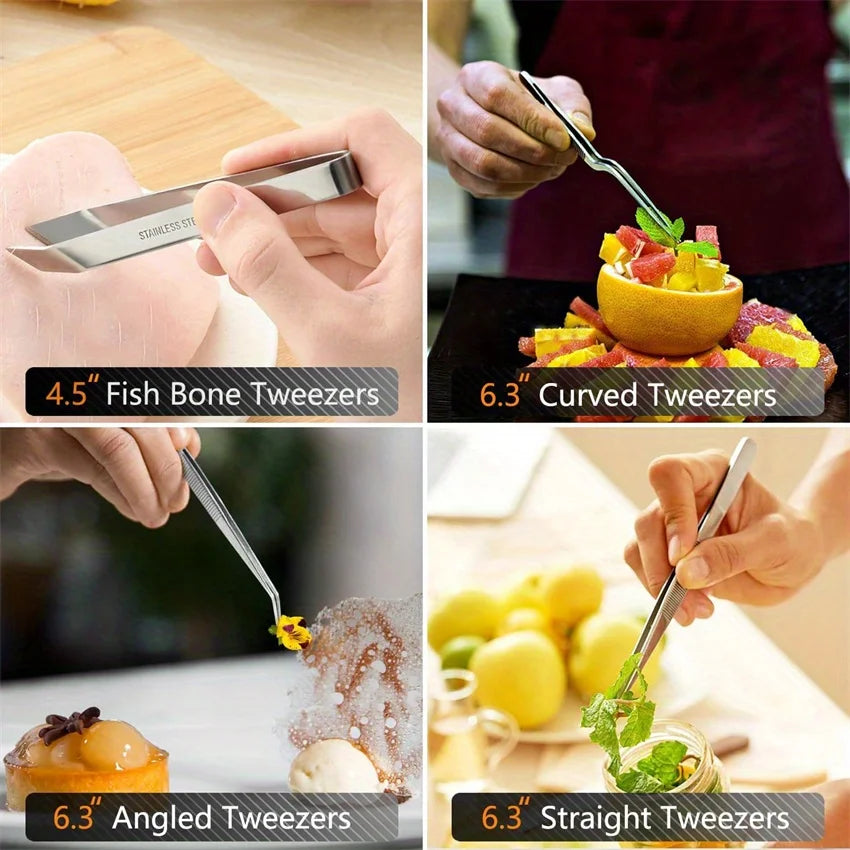 6 PCs/Pack Stainless Steel Kitchen Tweezers Set