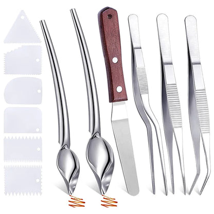 12Pcs Stainless Steel Cooking Tweezers