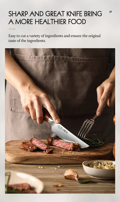 HEZHEN 1PC Or 4PC Steak Knife Set 1.4116 steel Red Wood Handle Cook Tools Core Blade Kitchen Knife Accessories Box Packing