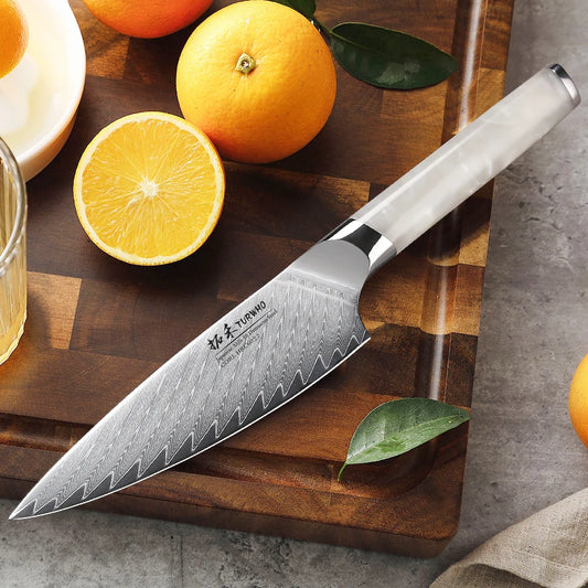 TURWHO 5.5" Utility Knife Damascus Steel Professional Chef Knife