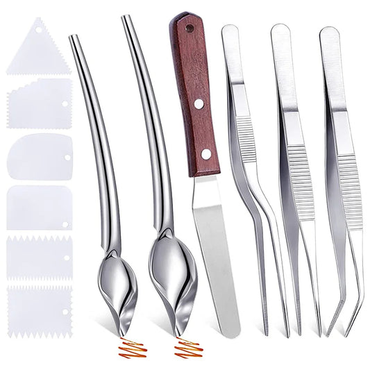12Pcs Stainless Steel Cooking Tweezers