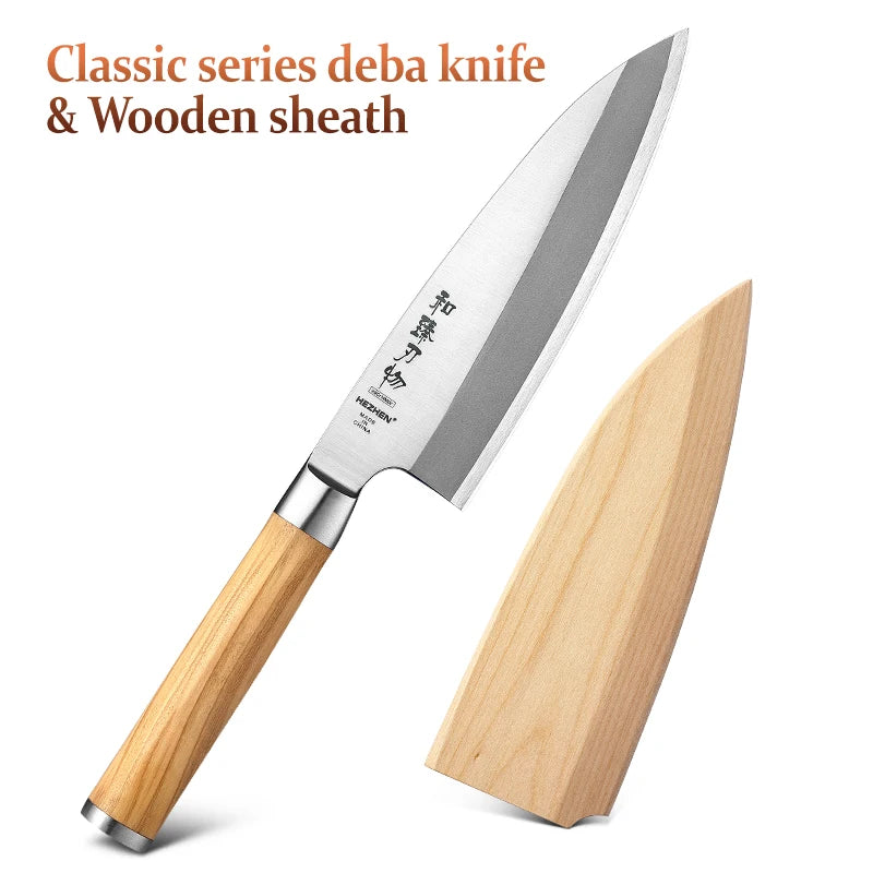 HEZHEN Classic Series Sashimi Knife 180mm X8Cr14MoV Forged Steel Olive Wood Handle Kitchen Knives Sharp Tools