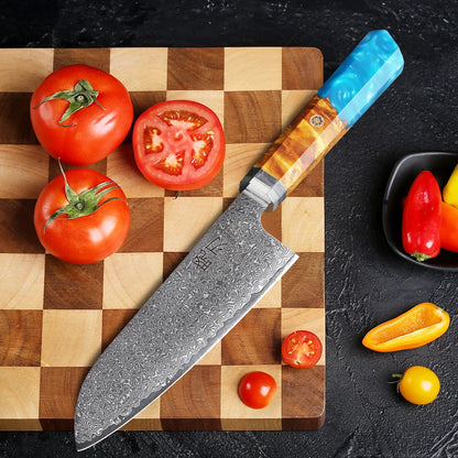 7-inch Japanese Santoku Knife 67 Layer Damascus Steel