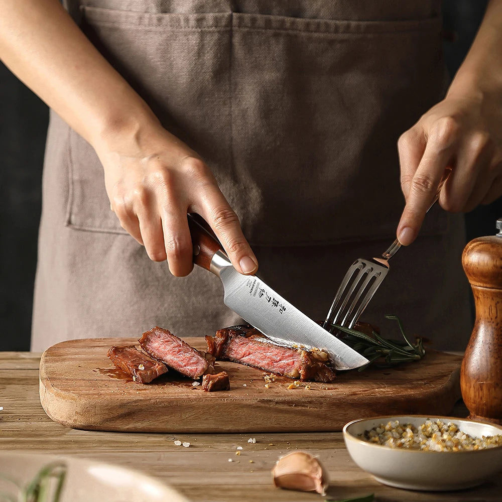 HEZHEN 1PC Or 4PC Steak Knife Set 1.4116 steel Red Wood Handle Cook Tools Core Blade Kitchen Knife Accessories Box Packing