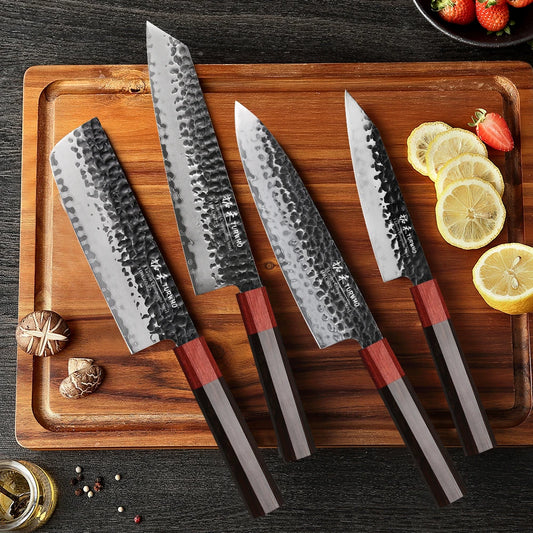 Chefswords Hand Forged Kitchen Knives 3 Layers Composite Steel Japanese Chef Knife Set