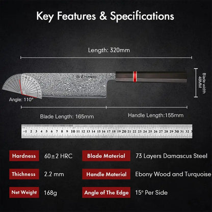 TURWHO 6.5" Japanese Nakiri Knife
