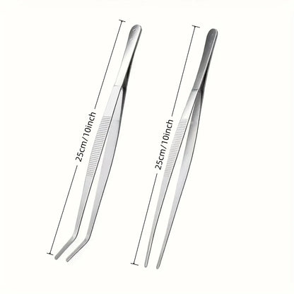 2pcs Professional Stainless Steel Kitchen Tweezers