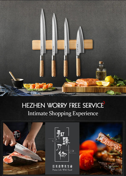 HEZHEN Classic Series Sashimi Knife 180mm X8Cr14MoV Forged Steel Olive Wood Handle Kitchen Knives Sharp Tools