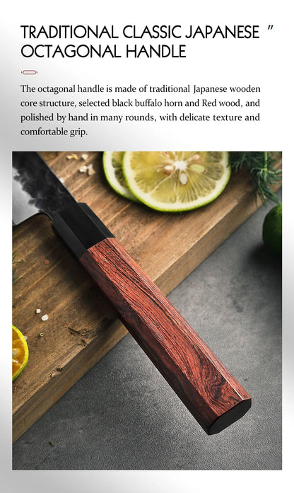 HEZHEN 4 Inch Paring Knife Three-layer Composite Steel Stainless Steel Red Wood Handle Kitchen Cooking Knives