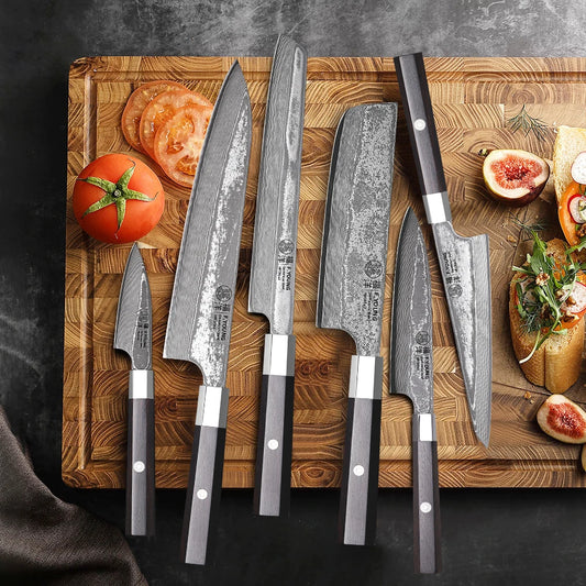 F.YOUNG Japanese Chef Knife Damascus Steel Professional Kitchen Knives Meat Slicing Paring Utility Hand Forged Cooking Utensils