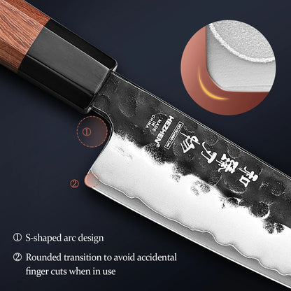 5.8 Inch Bunka Knife Three-layer Composite Steel Stainless Steel Red Wood Handle Kitchen Cooking Utility Chef Knives