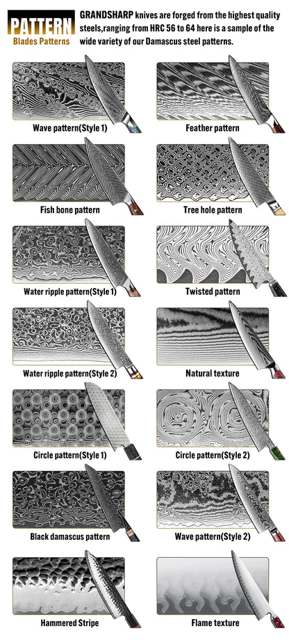 Chefswords 1-6Pcs Damascus Steel Knife Set