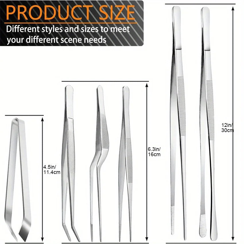 6 PCs/Pack Stainless Steel Kitchen Tweezers Set
