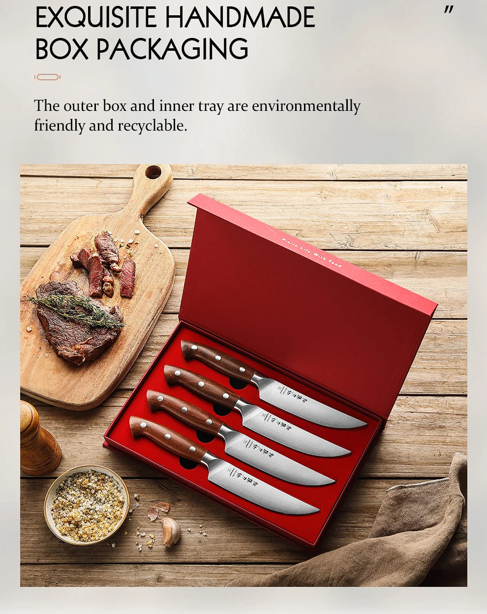 HEZHEN 1PC Or 4PC Steak Knife Set 1.4116 steel Red Wood Handle Cook Tools Core Blade Kitchen Knife Accessories Box Packing