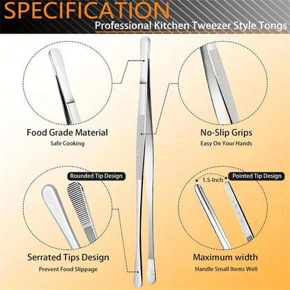 6 PCs/Pack Stainless Steel Kitchen Tweezers Set