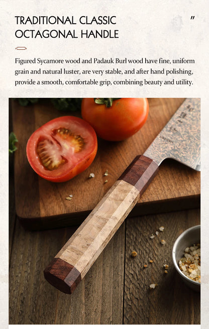 HEZHEN 5.5 Inches Steak Knife 37 Layers Damascus Steel Table knife Dinner Knives Custom 12Cr18MoV steel Core Wooden Gift Box