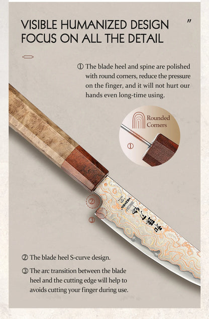 HEZHEN 5.5 Inches Steak Knife 37 Layers Damascus Steel Table knife Dinner Knives Custom 12Cr18MoV steel Core Wooden Gift Box