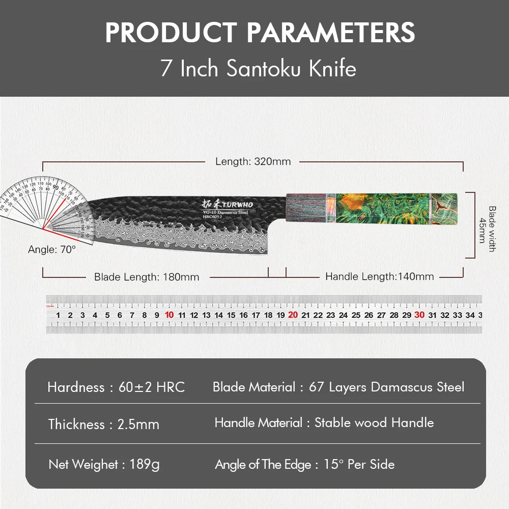 Chefswords 7-inch Hand Forged Santoku Knife