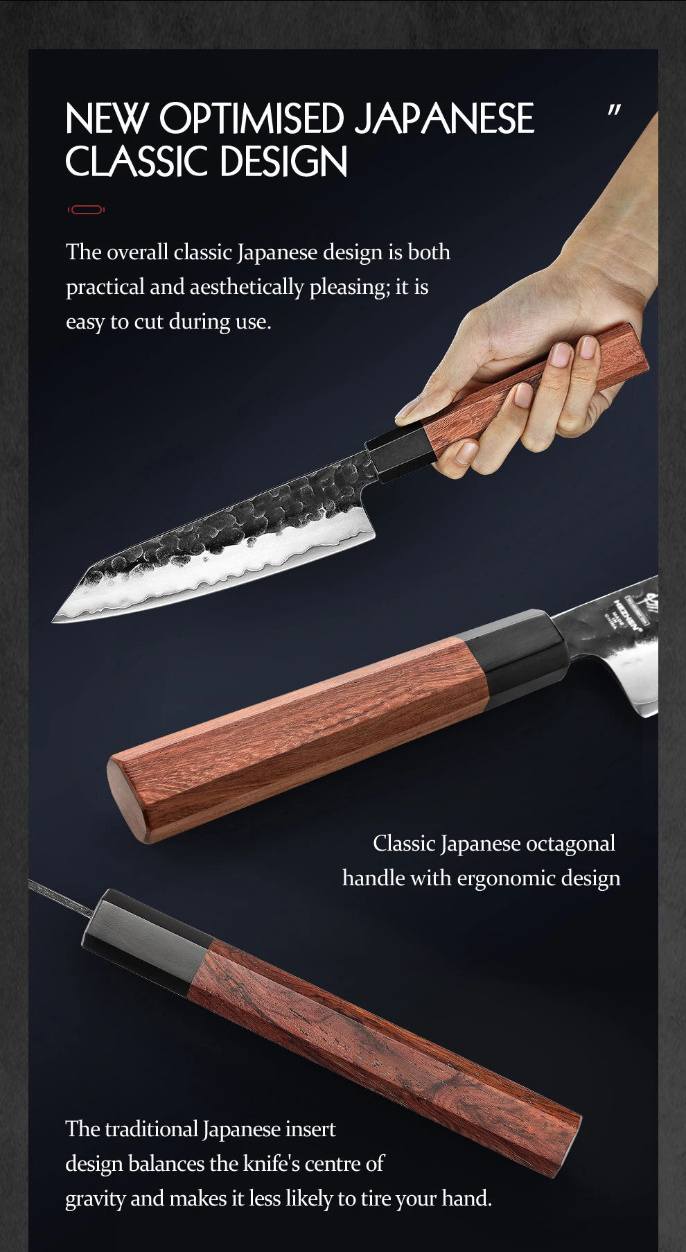 5.8 Inch Bunka Knife Three-layer Composite Steel Stainless Steel Red Wood Handle Kitchen Cooking Utility Chef Knives