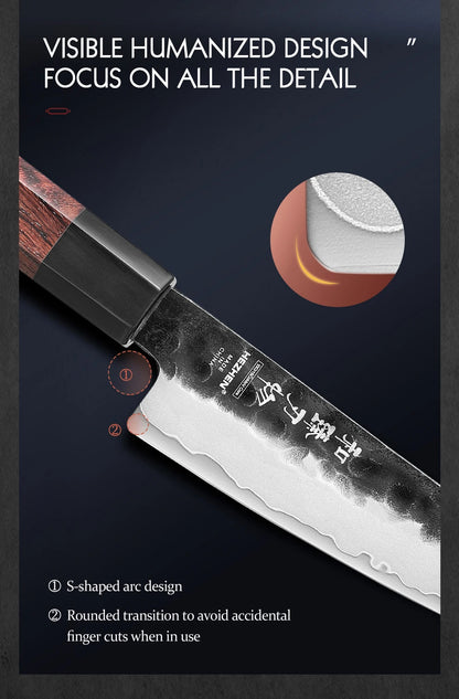 HEZHEN 5.5 Inches Utility Knife Stainless Steel Kitchen Cooking Knives Rosewood Handle With Gift Box Three-layer Composite Steel