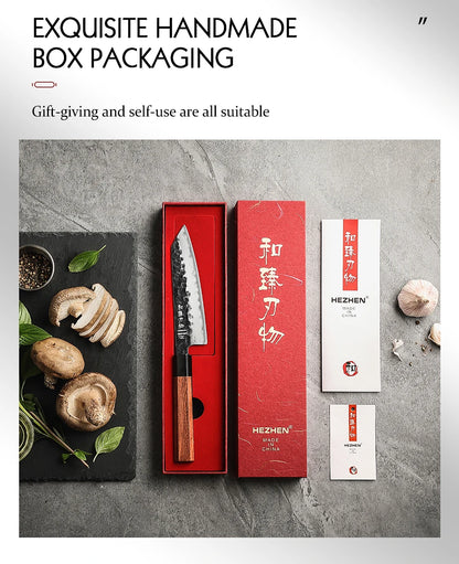 5.8 Inch Bunka Knife Three-layer Composite Steel Stainless Steel Red Wood Handle Kitchen Cooking Utility Chef Knives