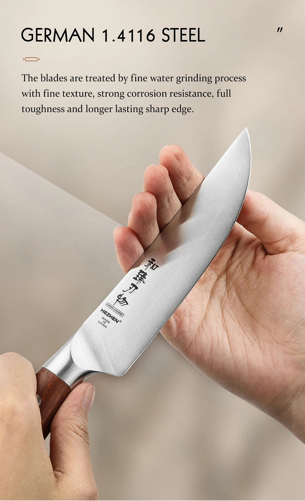 HEZHEN 1PC Or 4PC Steak Knife Set 1.4116 steel Red Wood Handle Cook Tools Core Blade Kitchen Knife Accessories Box Packing