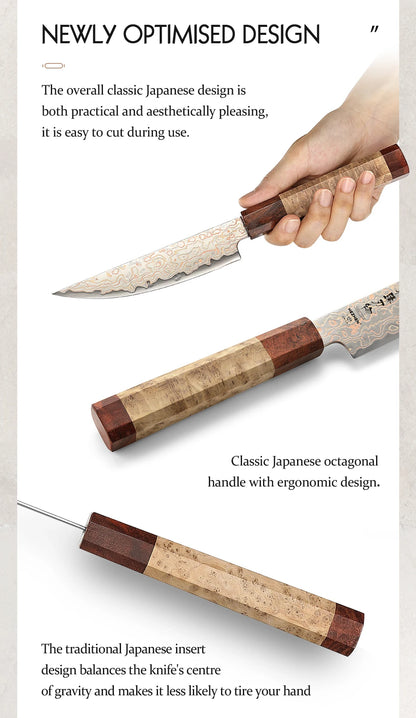 HEZHEN 5.5 Inches Steak Knife 37 Layers Damascus Steel Table knife Dinner Knives Custom 12Cr18MoV steel Core Wooden Gift Box