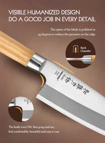 HEZHEN Classic Series Sashimi Knife 180mm X8Cr14MoV Forged Steel Olive Wood Handle Kitchen Knives Sharp Tools