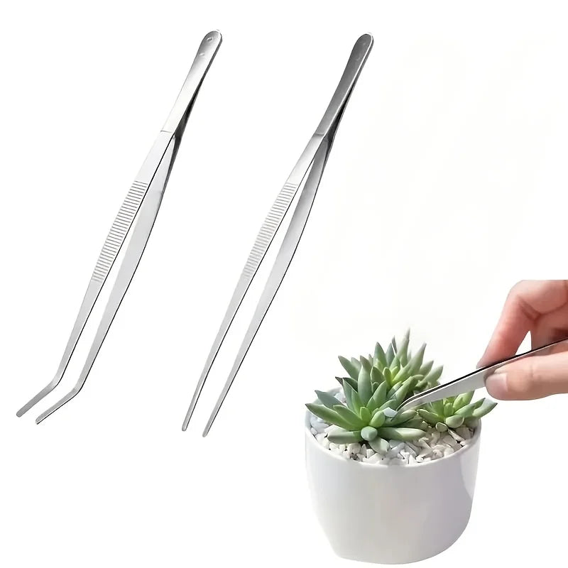 2pcs Professional Stainless Steel Kitchen Tweezers