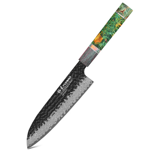 Chefswords 7-inch Hand Forged Santoku Knife Japanese Chef Knife 67 Layer Damascus Steel
