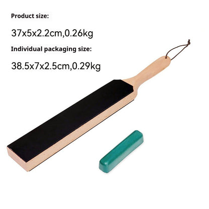 Double-sided Cowhide Wooden Handle Leather Polished Knife Sharpening Plate